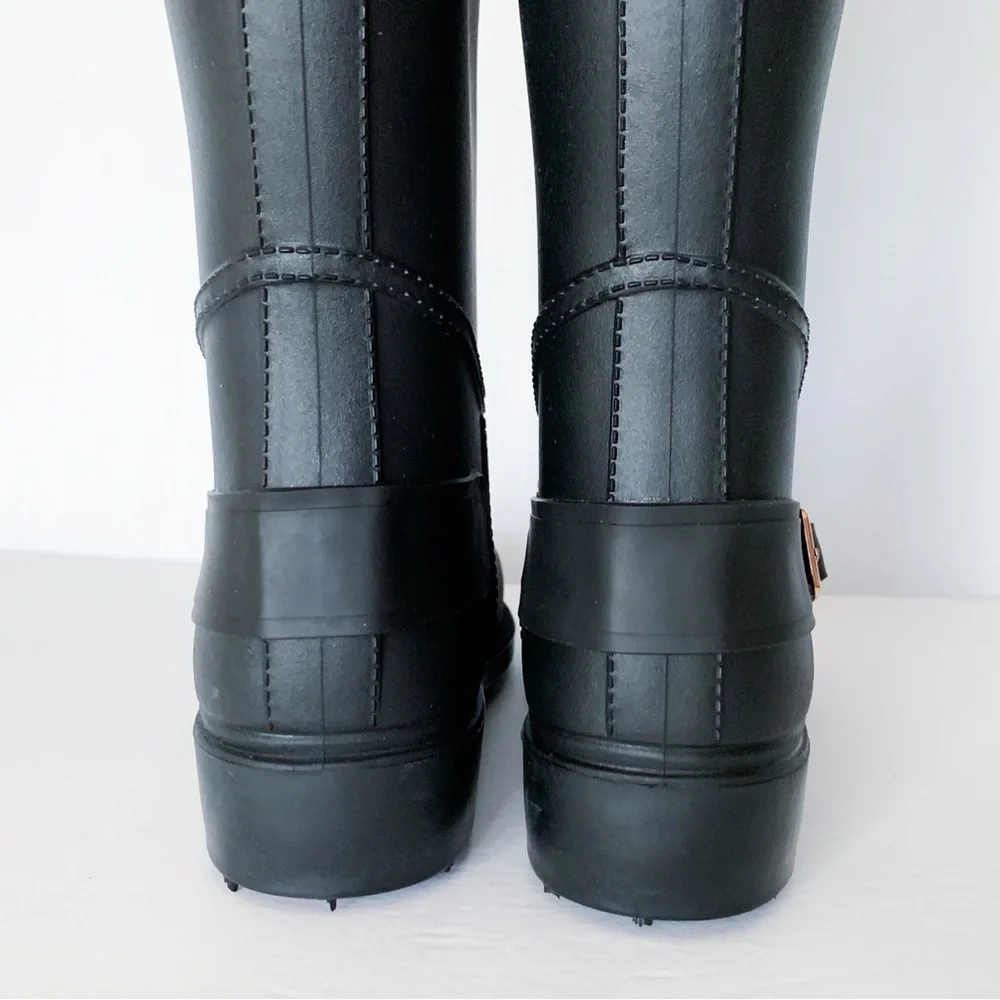 Steve Madden Rainfall Tall Black Rubber Boots Size 7 - Picture 5 of 13